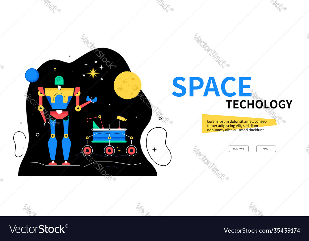 Space technology - colorful flat design style web Vector Image