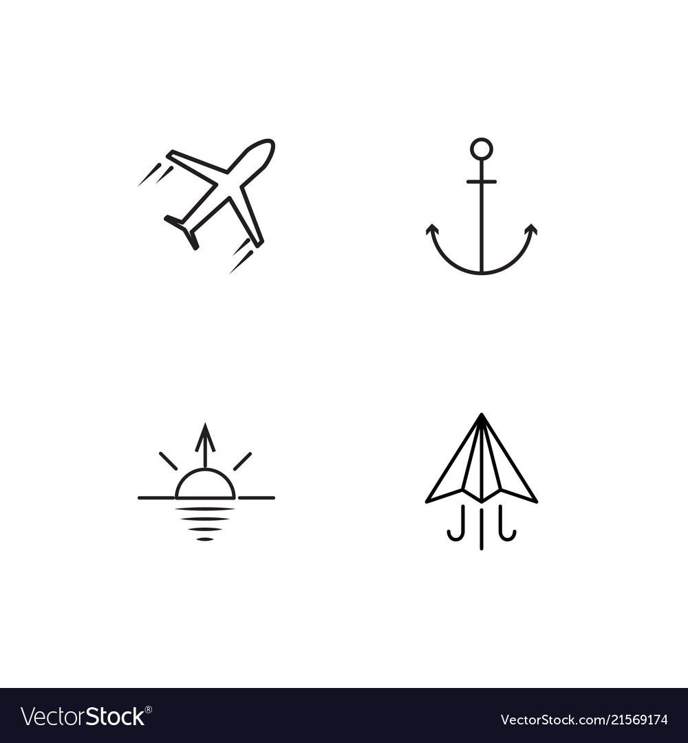 Summer linear icons set simple outline