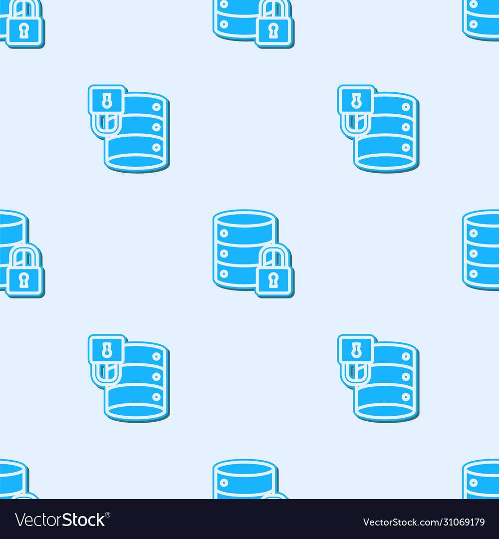 Blue line server security with closed padlock icon vector image Blue line server security with closed padlock icon
