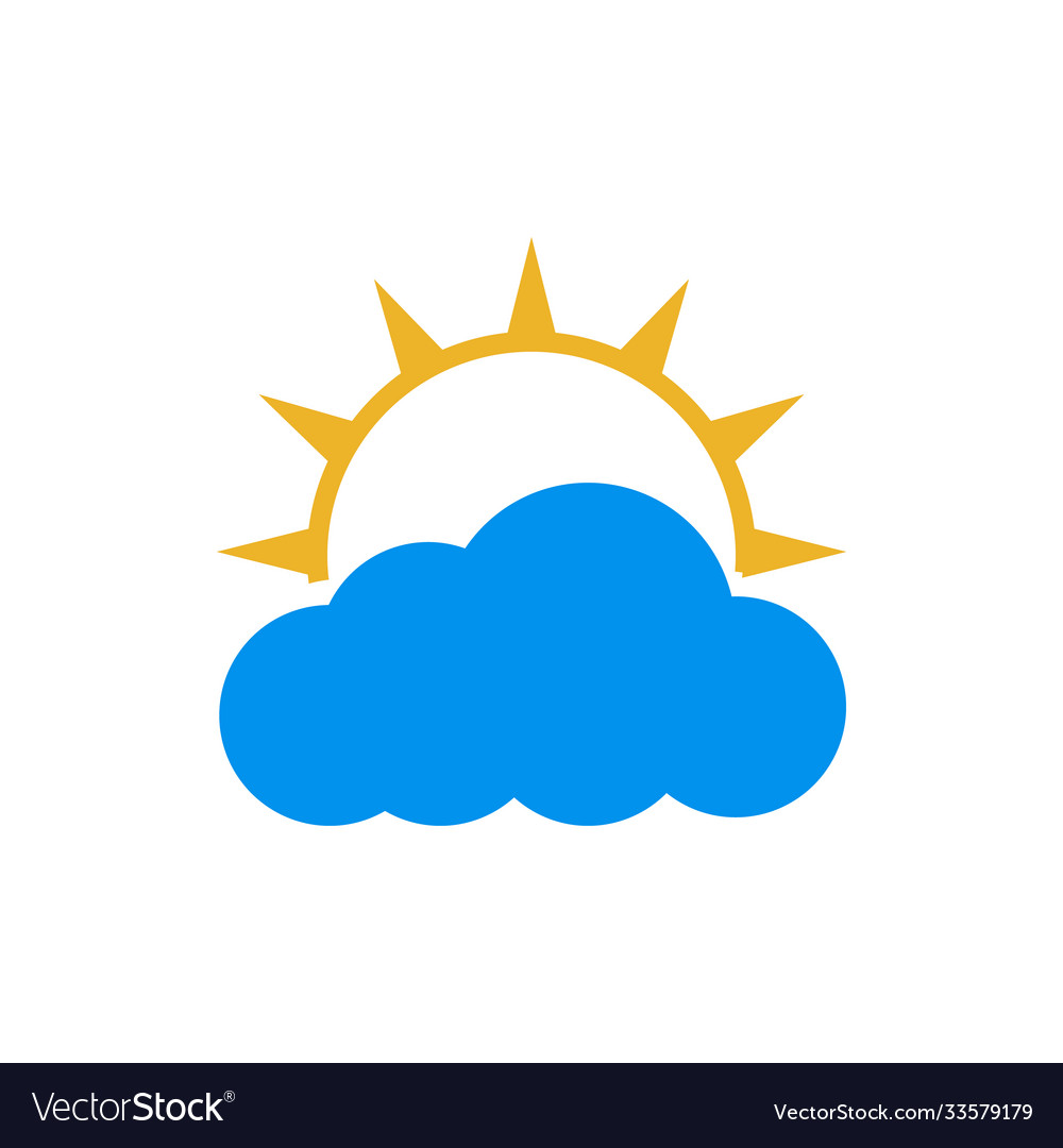 Bright sun and cloud logo a clear sky icon design Vector Image