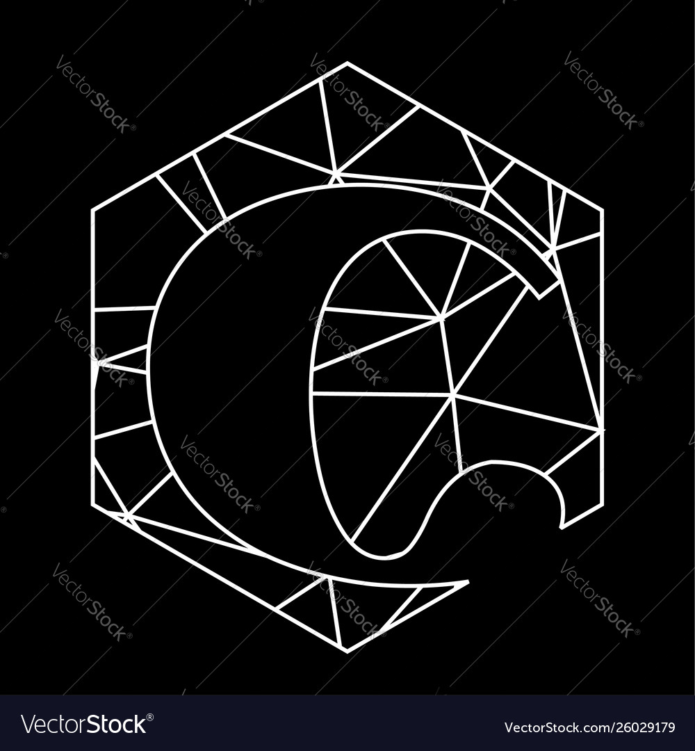 C geometric triangle blockchain font vector image C geometric triangle blockchain font
