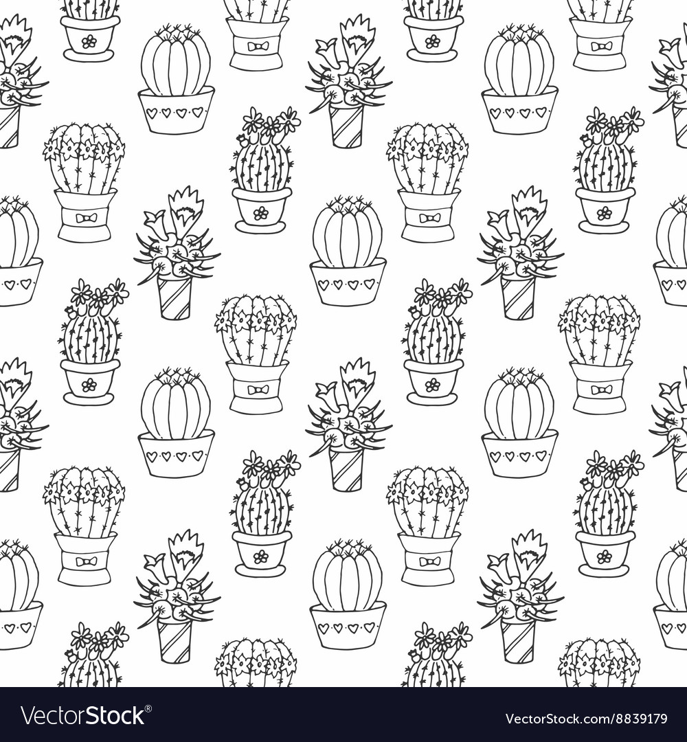 Cactus seamless pattern