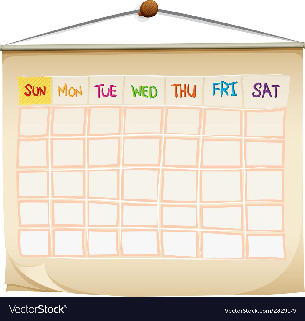 Calendar with Days and Numbers