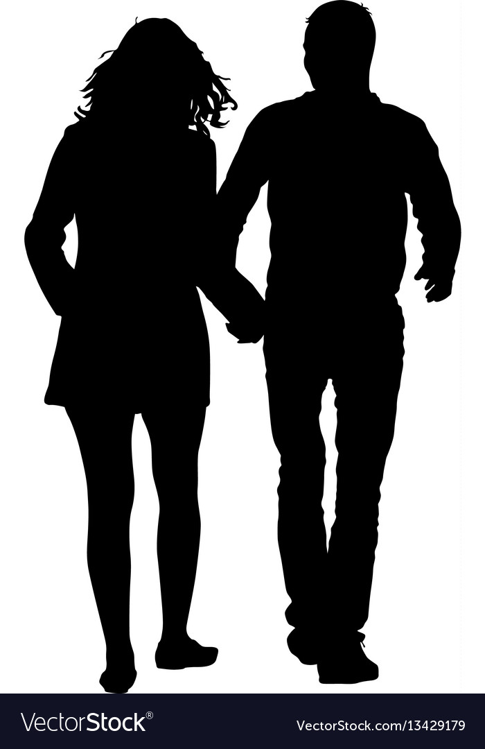 Couples man and woman silhouettes on a white Vector Image