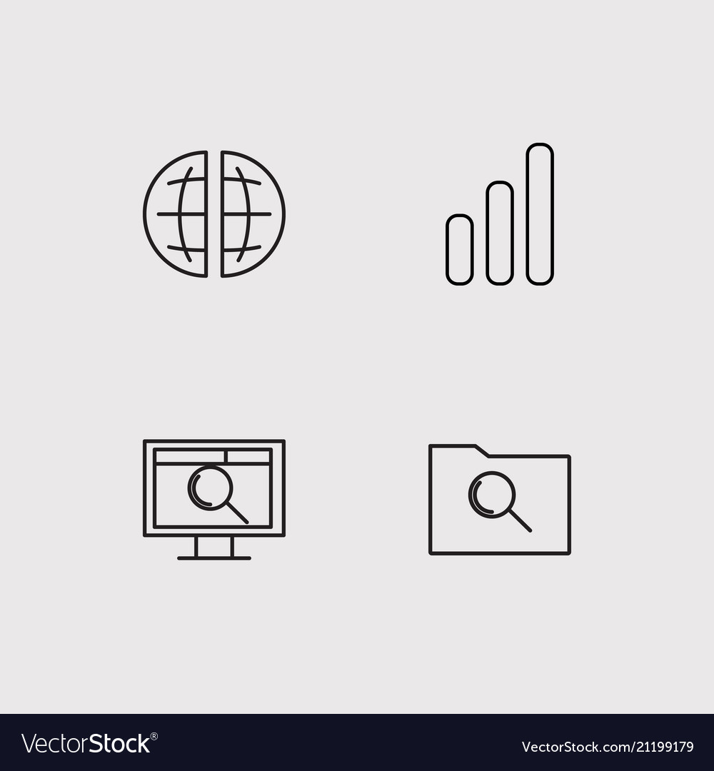 Data analytics simple linear icons set outlined
