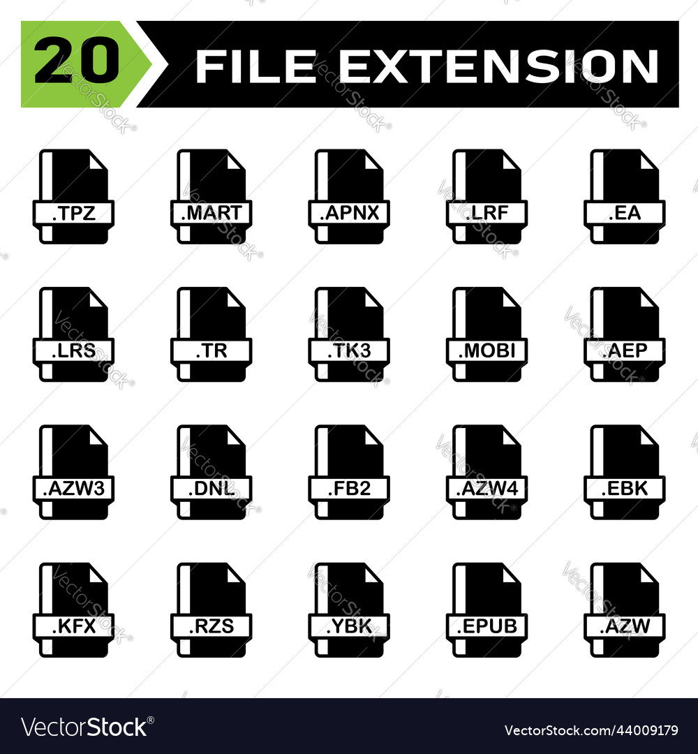 File extension icon set include tpz mart apnx lrf