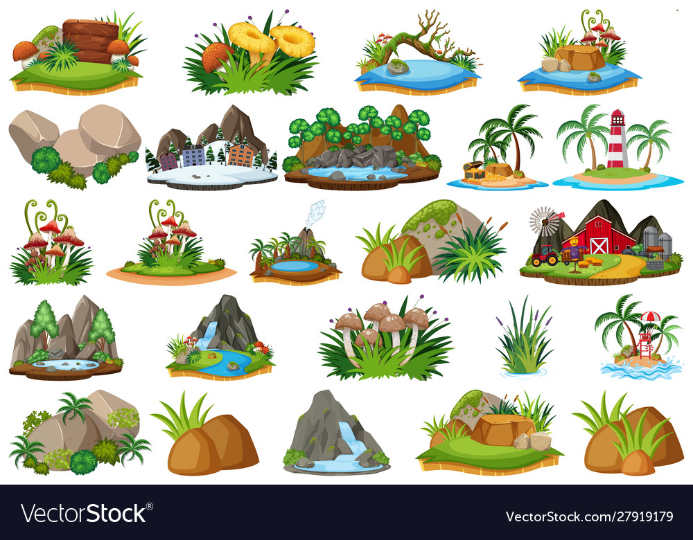 Large group isolated objects theme - landforms Vector Image