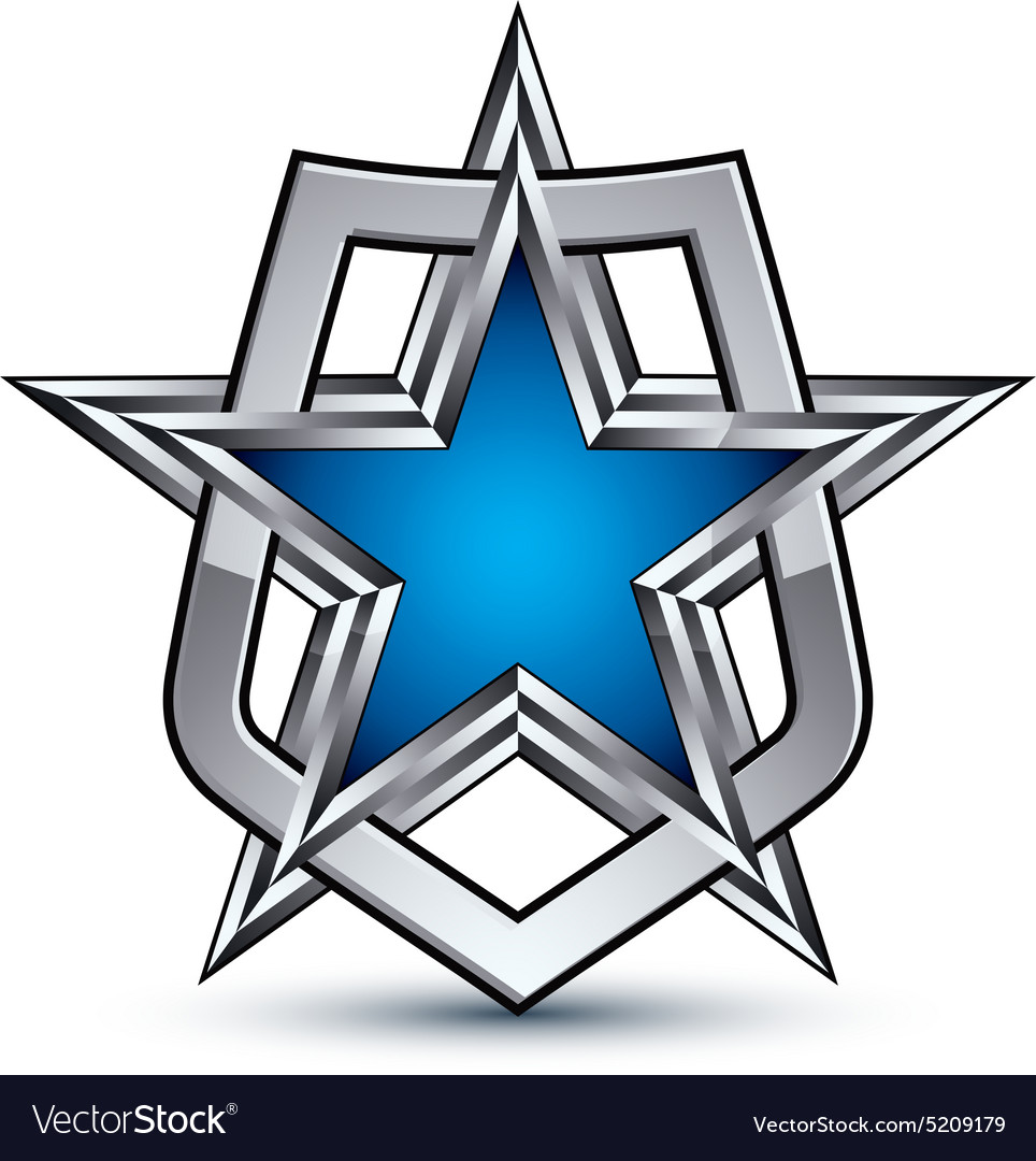 Renown silver emblem with pentagonal star 3d