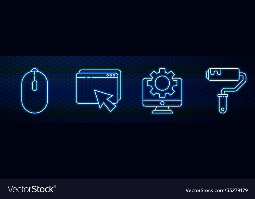 Set line computer monitor and gear mouse