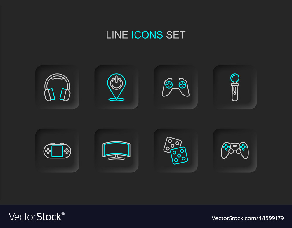 Set line game controller or joystick dice vector image Set line game controller or joystick dice