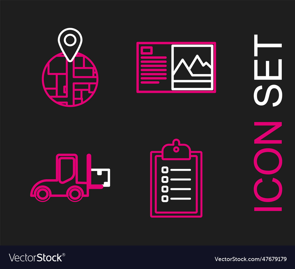 Set line verification of delivery list clipboard vector image Set line verification of delivery list clipboard