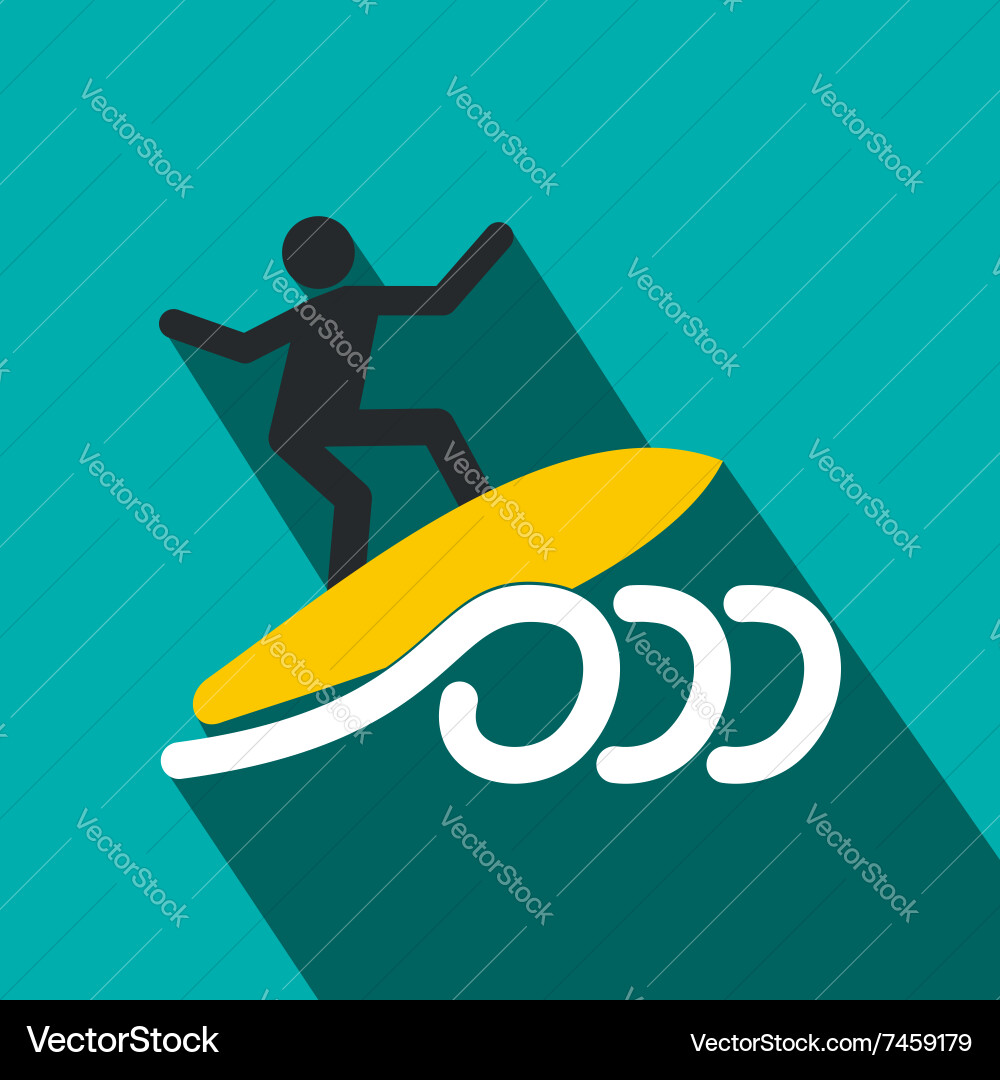 Surfing flat icon Royalty Free Vector Image - VectorStock