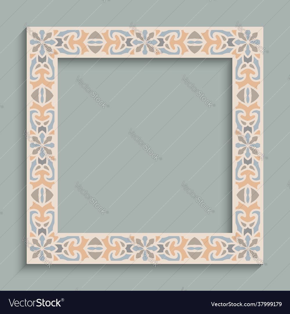 Vintage square frame with ornamental pattern vector image Vintage square frame with ornamental pattern