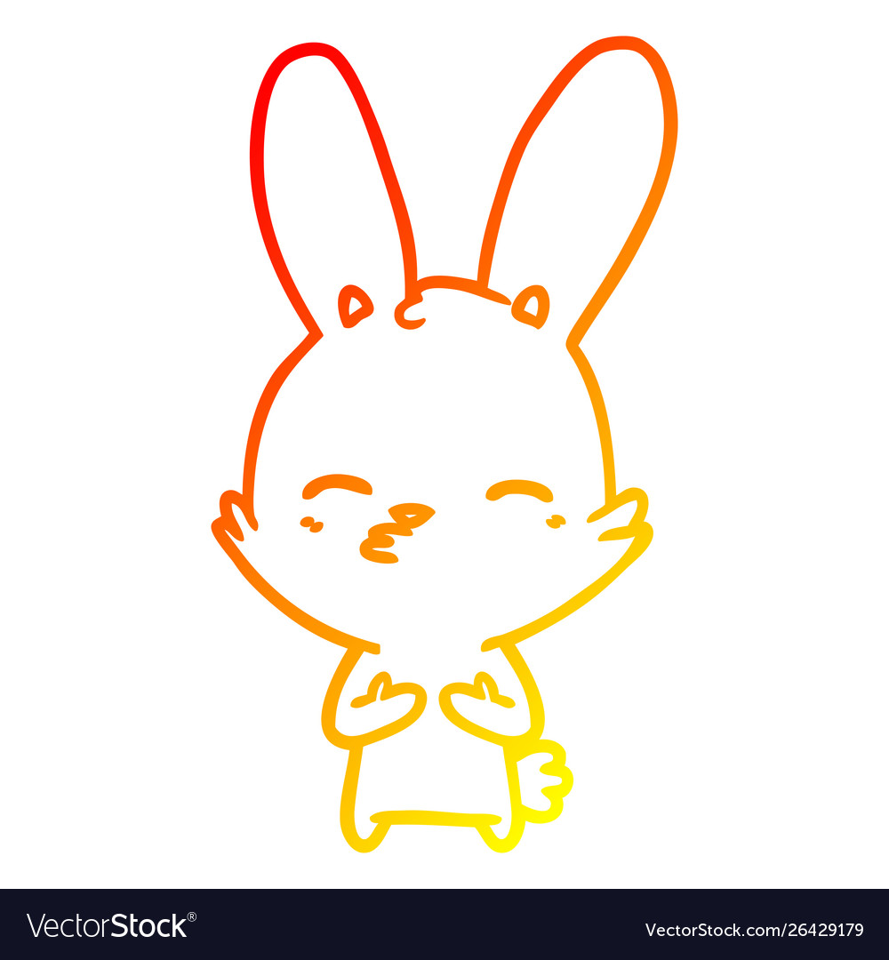 Warm gradient line drawing curious bunny cartoon