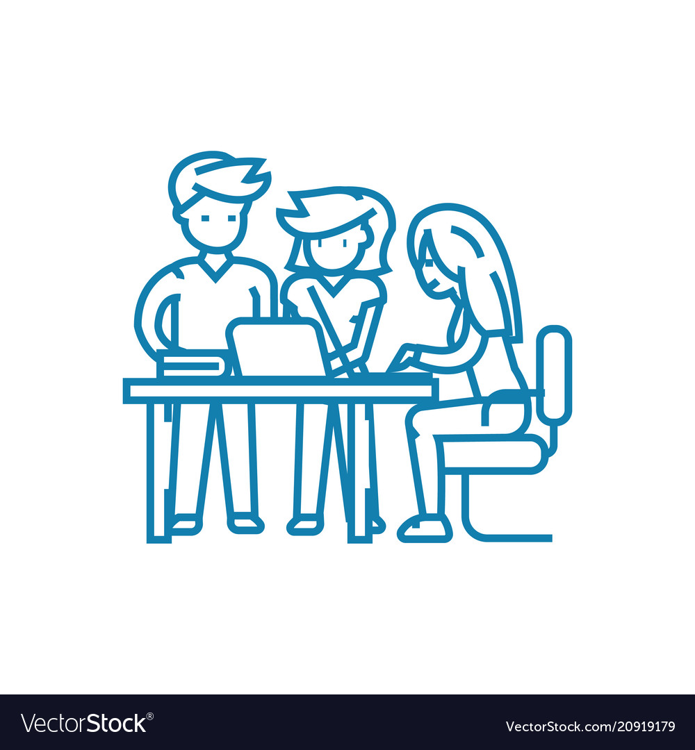 Work with clients linear icon concept vector image Work with clients linear icon concept