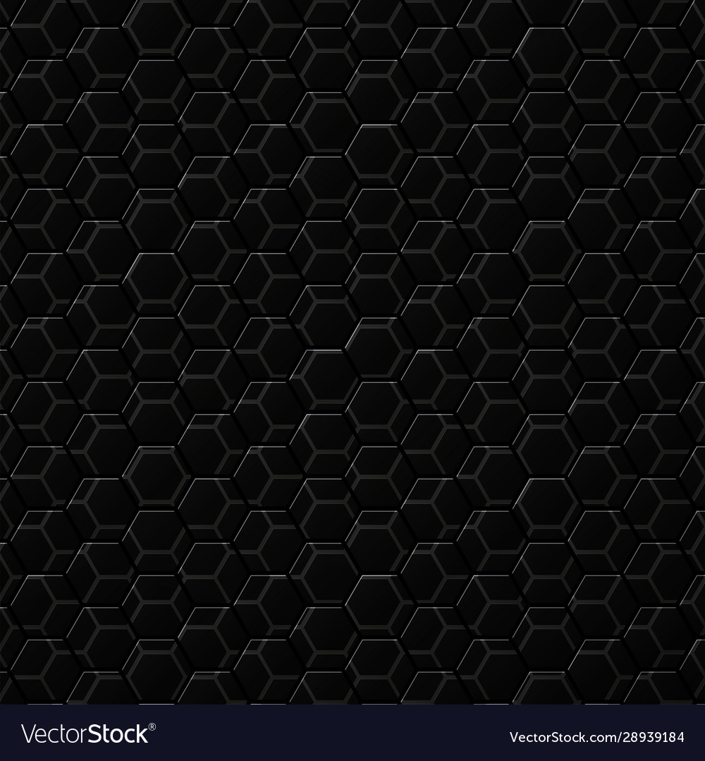 Black background with hexagons honeycomb pattern vector image Black background with hexagons honeycomb pattern
