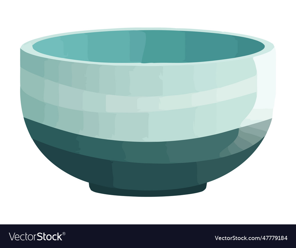 Blue pottery bowl on white background Royalty Free Vector