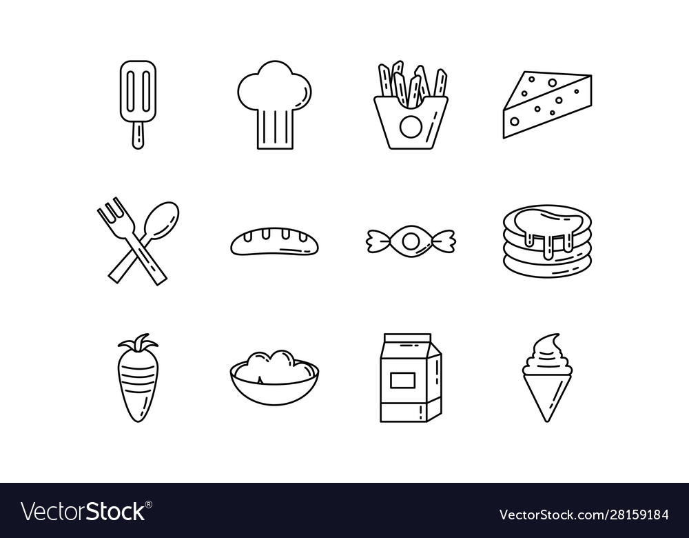 Bundle nutritive food set icons