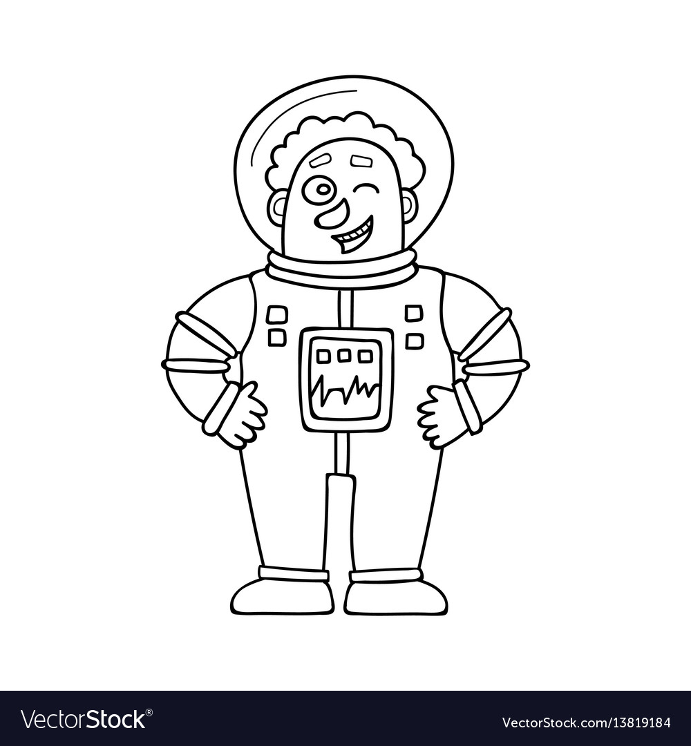 Cartoon Astronaut in Doodle