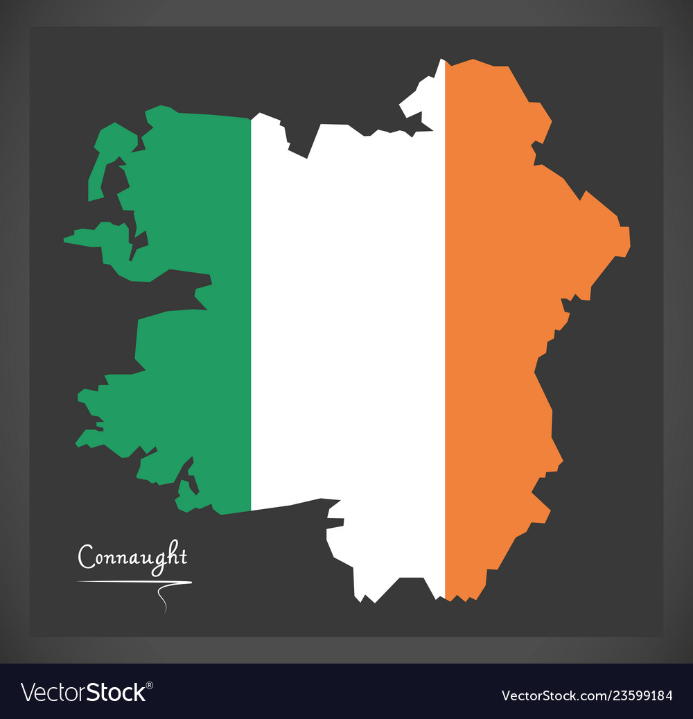 Connaught map of ireland with irish national flag Vector Image