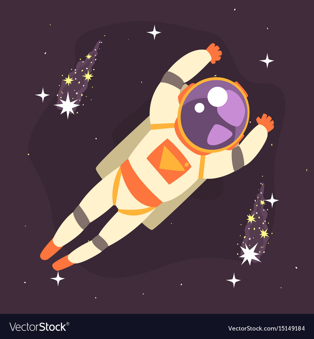Cosmonaut floating in outer space