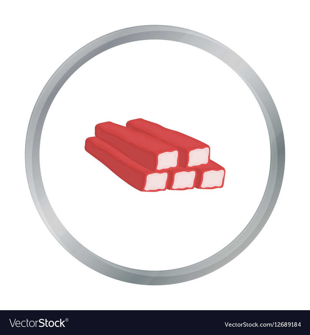 Crab sticks icon in cartoon style isolated