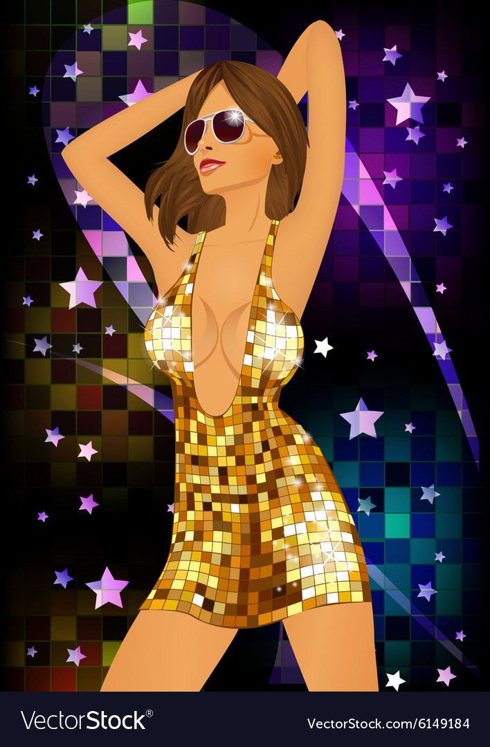 Dancing girl on disco night party