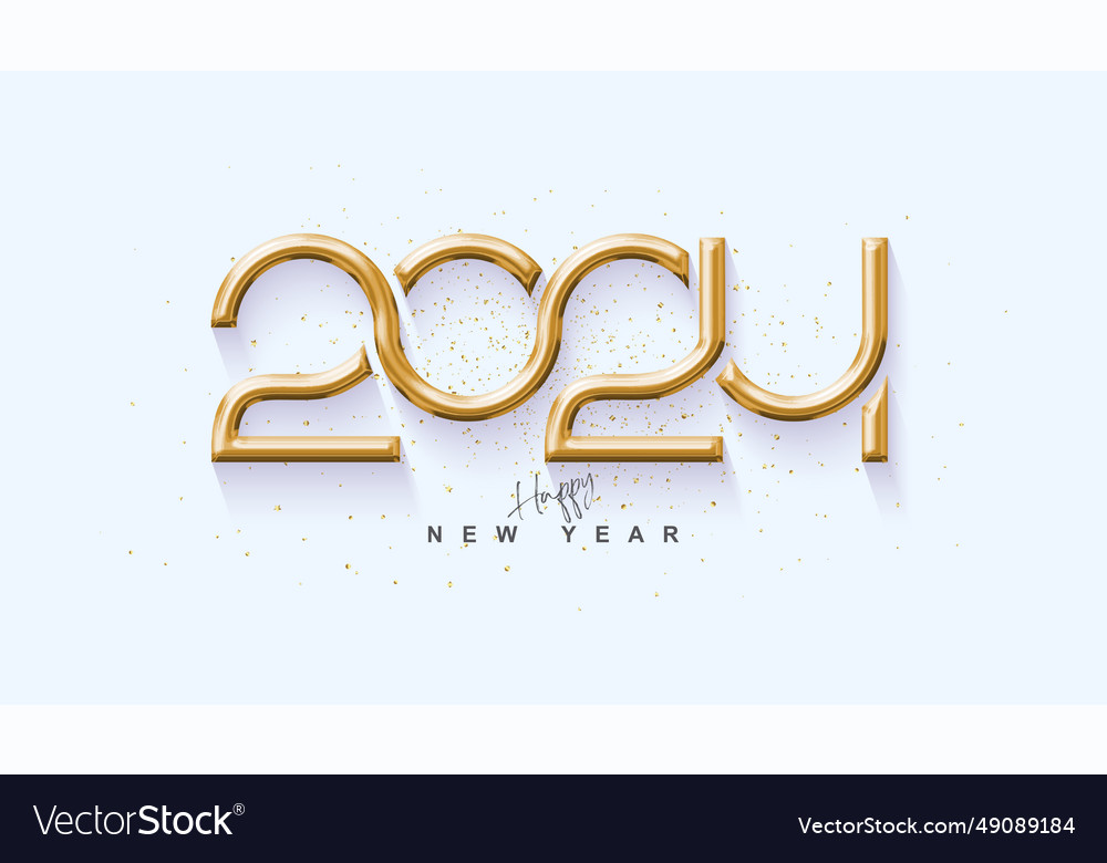 Design of happy new year 2024 luxury gold numbers Vector Image