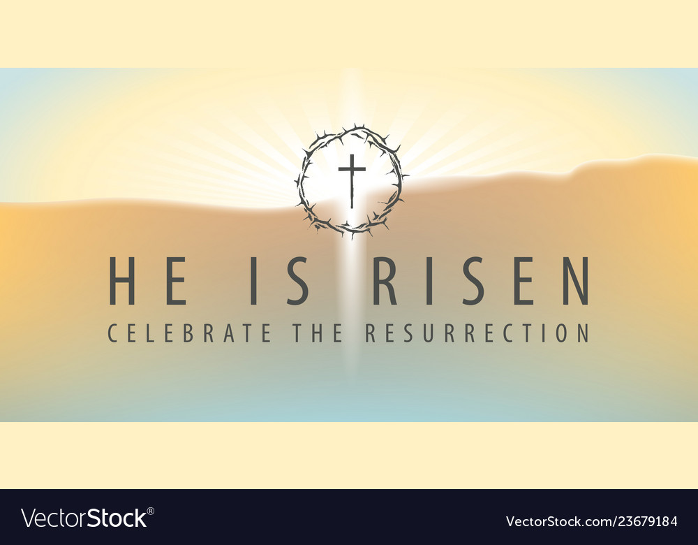 Easter Banner With A Shining Cross And Inscription