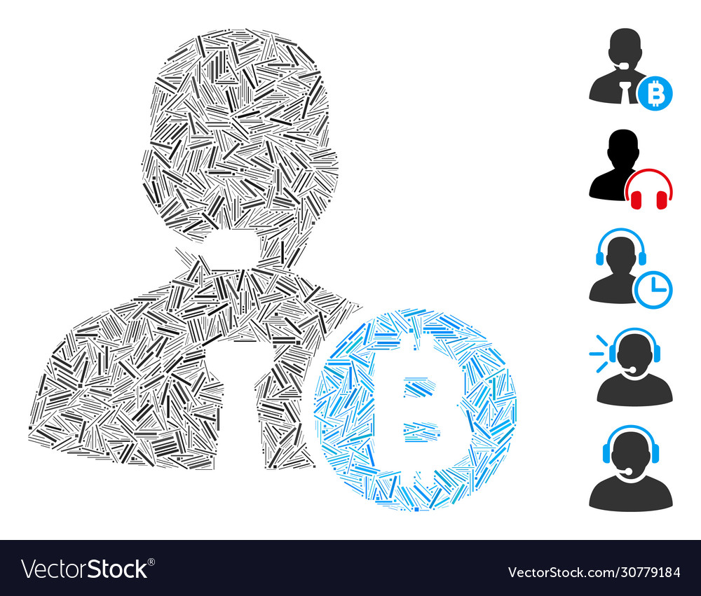 Hatch bitcoin call operator icon mosaic vector image Hatch bitcoin call operator icon mosaic
