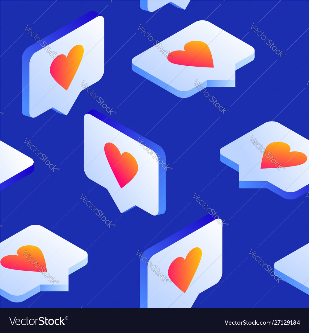 Isometric like icon floating endless background vector image Isometric like icon floating endless background