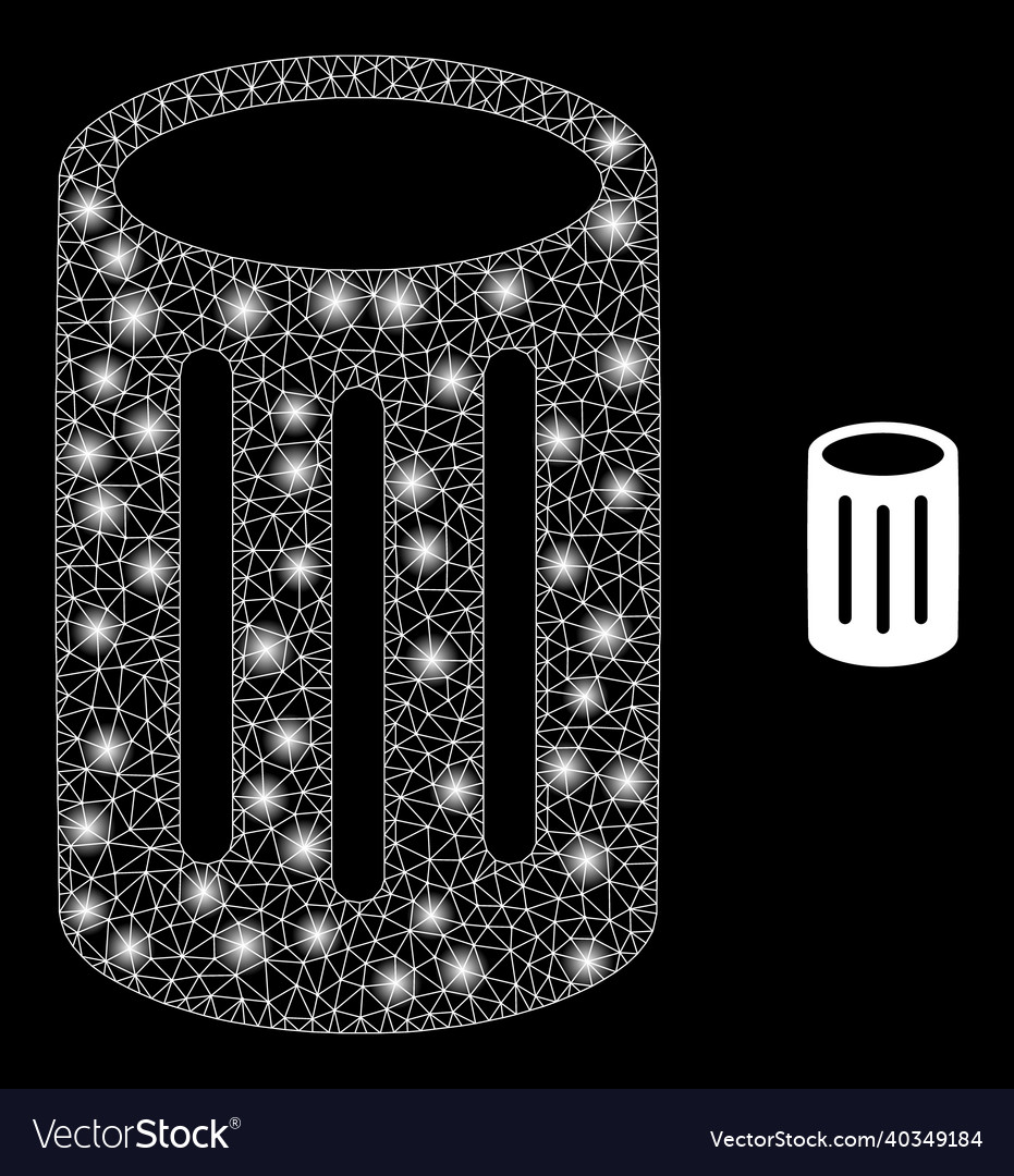 Mesh web cylinder container with glitter vector image Mesh web cylinder container with glitter