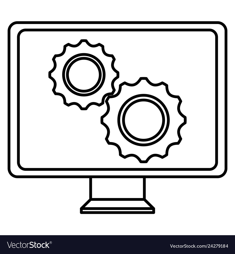 Monitor computer with gears vector image Monitor computer with gears