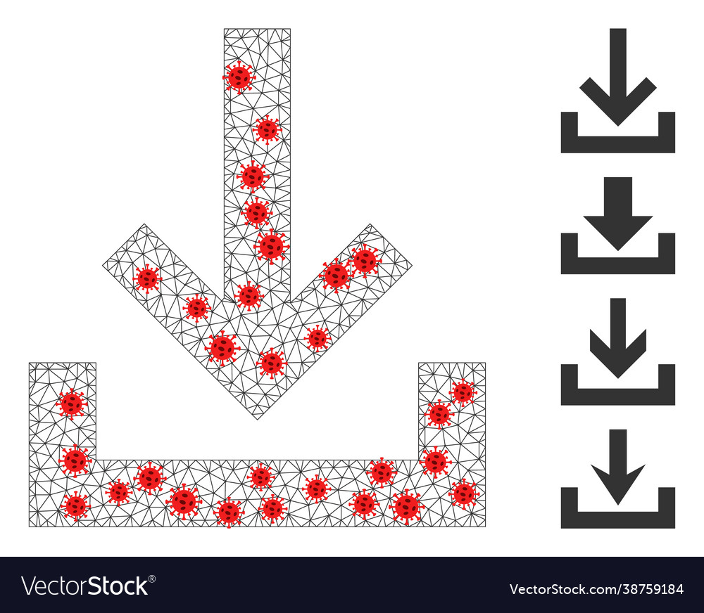 Polygonal mesh inbox icon with infectious centers vector image Polygonal mesh inbox icon with infectious centers