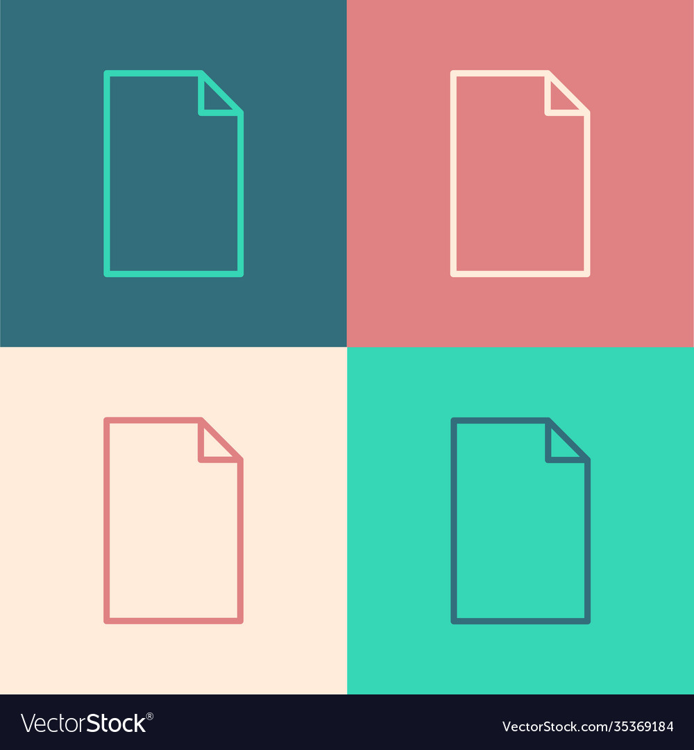 Pop art line empty document icon isolated on color vector image Pop art line empty document icon isolated on color