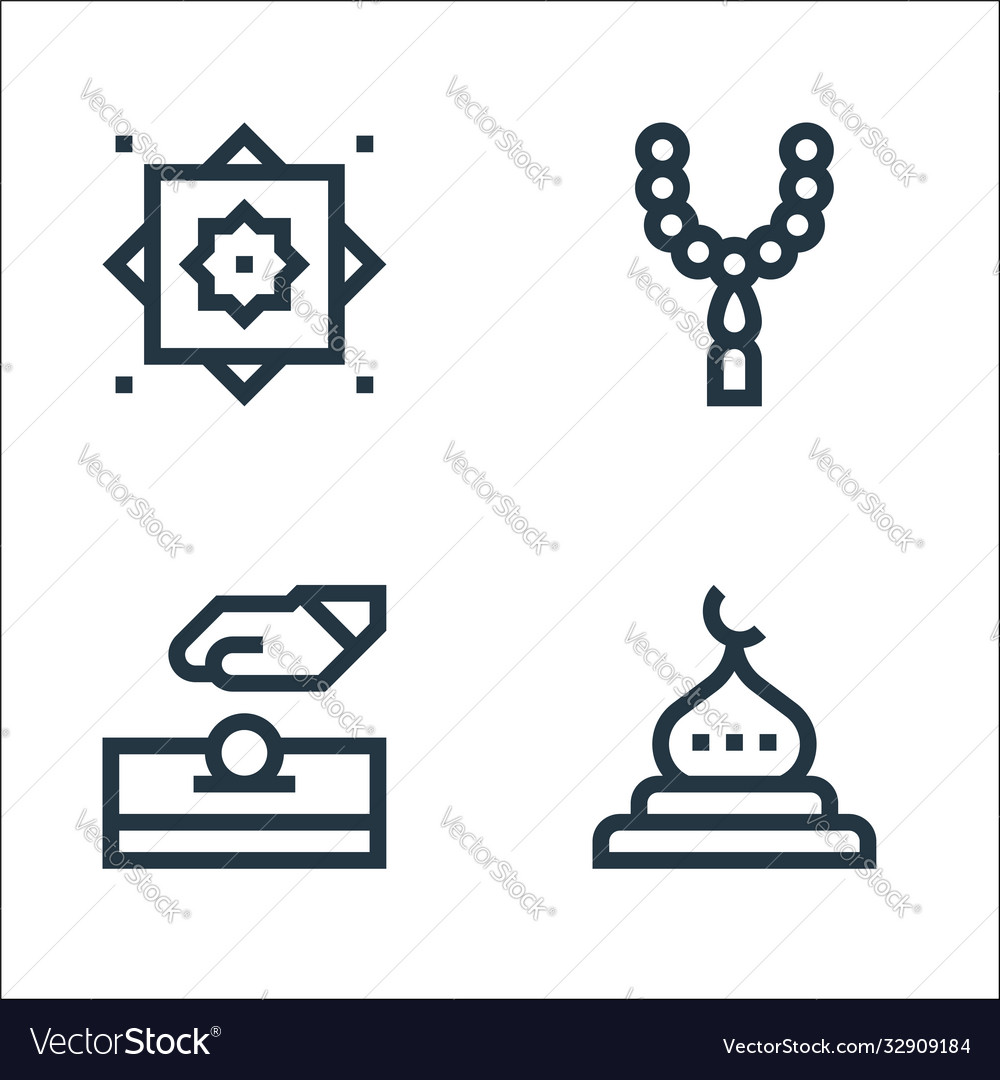 Ramadan line icons linear set quality vector image Ramadan line icons linear set quality