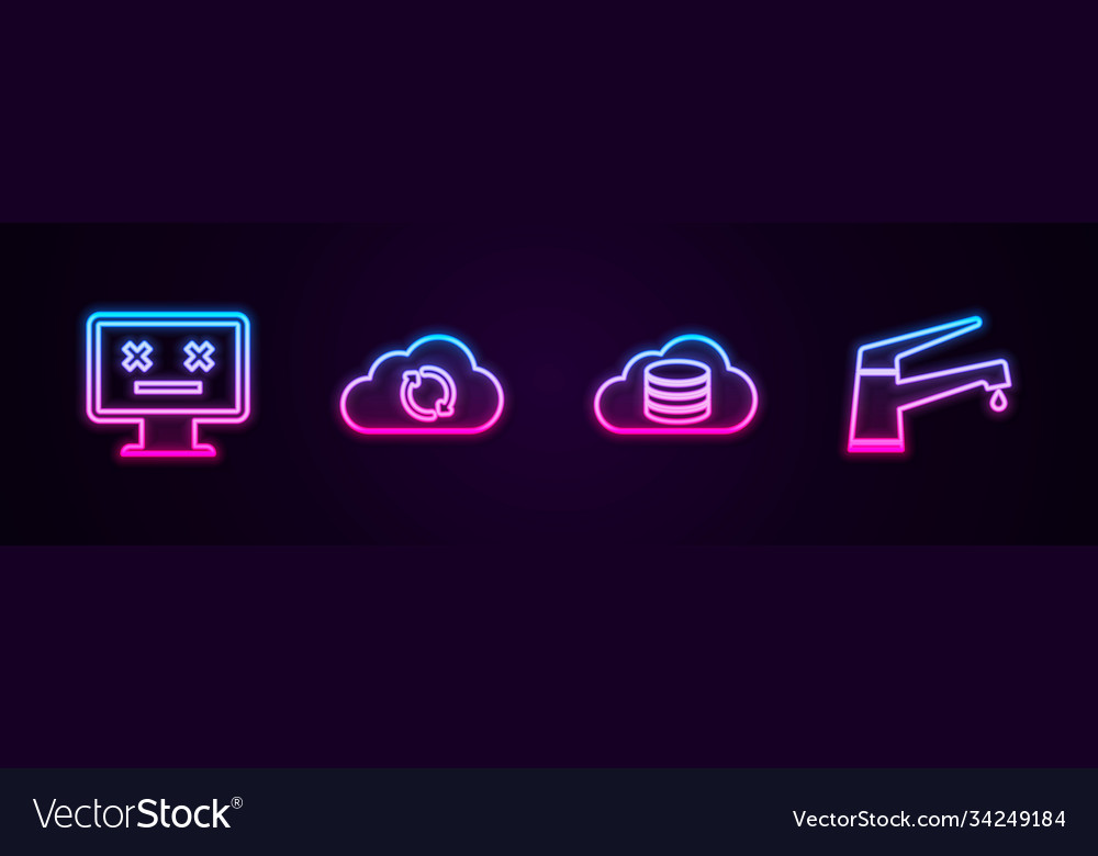 Set line dead monitor cloud sync refresh Vector Image Set line dead monitor cloud sync refresh