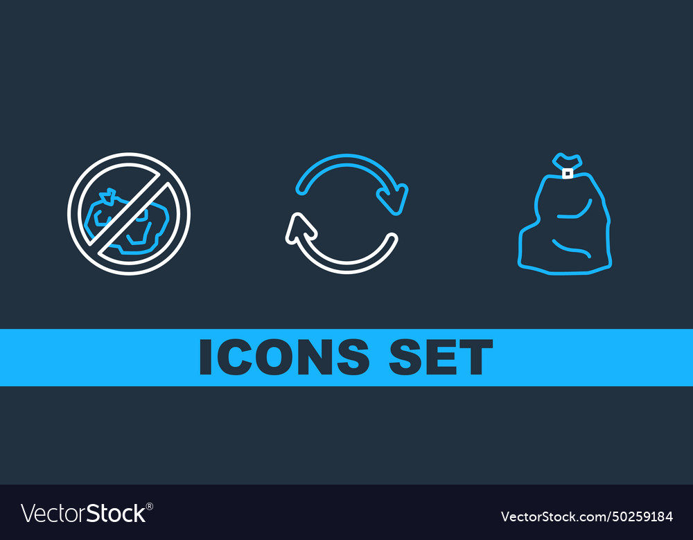 Set line garbage bag no trash and refresh icon vector image Set line garbage bag no trash and refresh icon