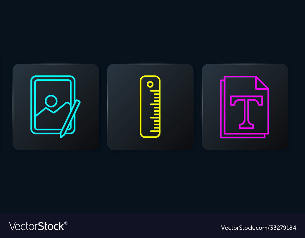 Set line graphic tablet text file document vector image Set line graphic tablet text file document