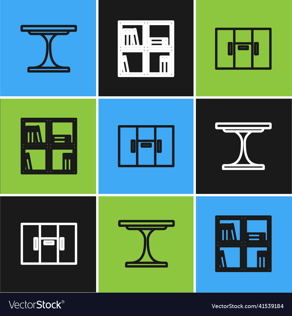 Set line round table wardrobe and shelf