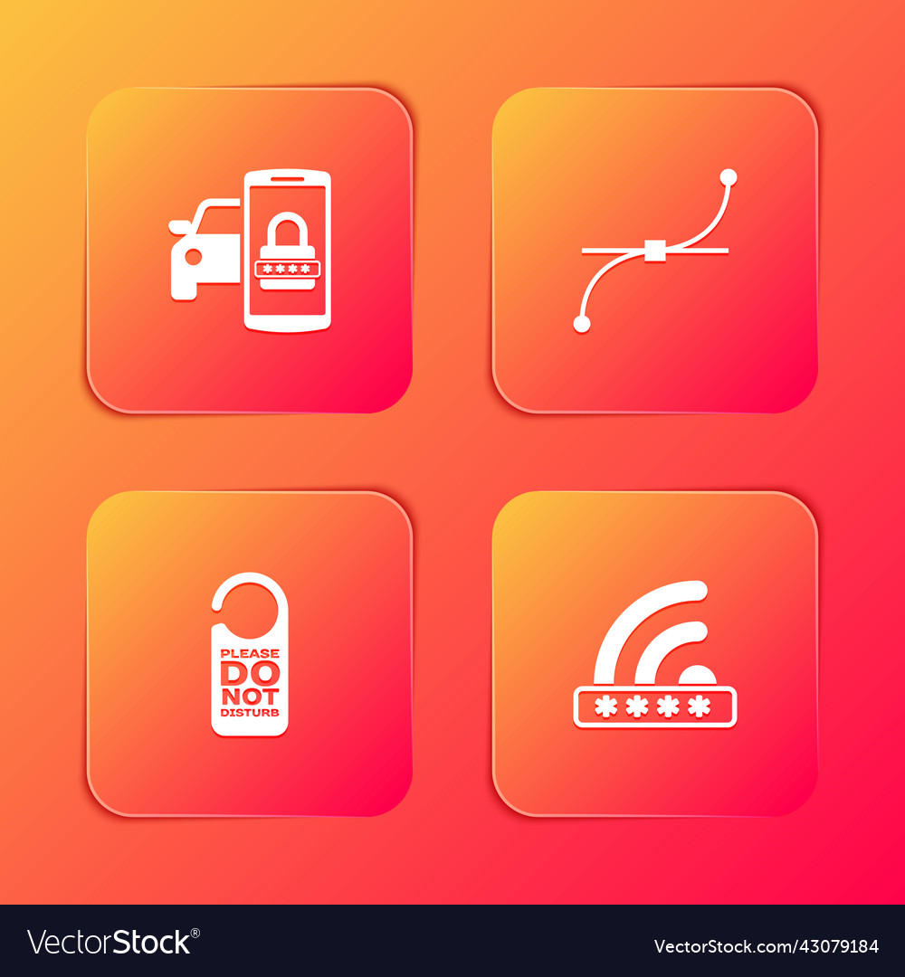 Set smart car security system bezier curve vector image Set smart car security system bezier curve