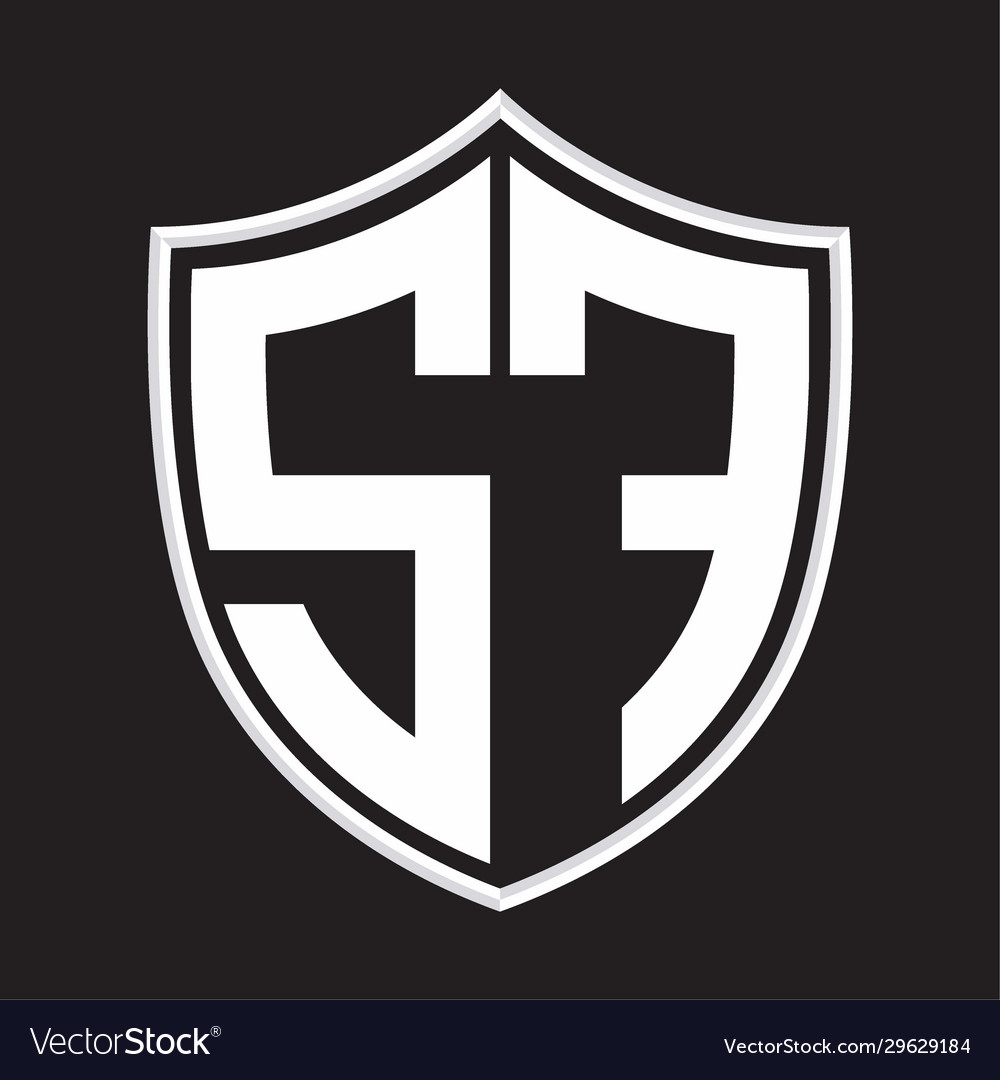 Sf logo monogram with shield shape isolated vector image Sf logo monogram with shield shape isolated