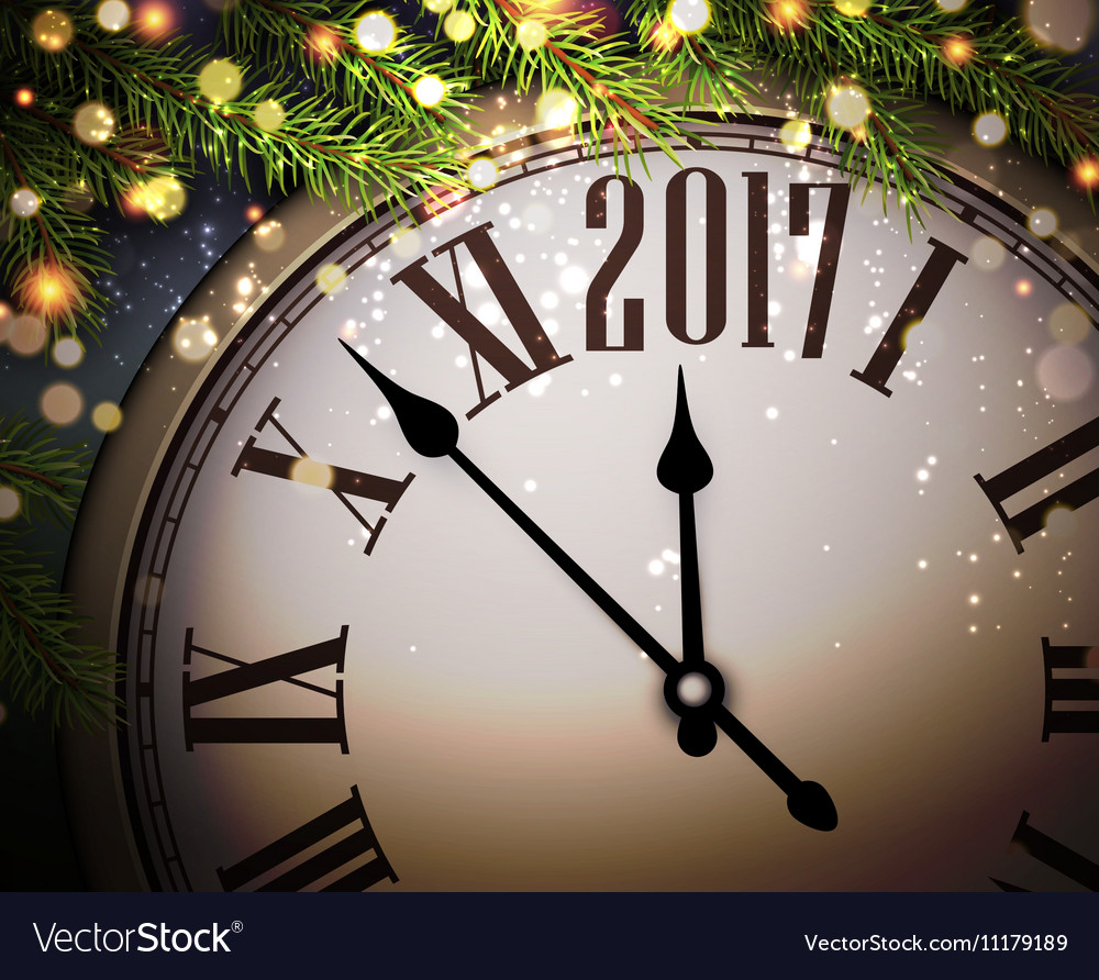 2017 new year background with clock