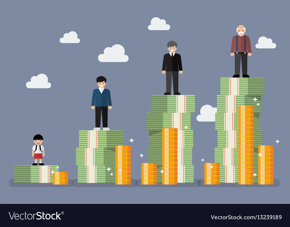 Businessman with retirement money plan vector image Businessman with retirement money plan