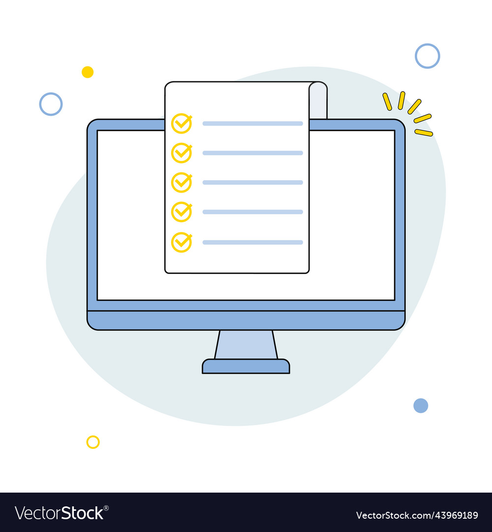 Checklist document with check marks in computer vector image Checklist document with check marks in computer