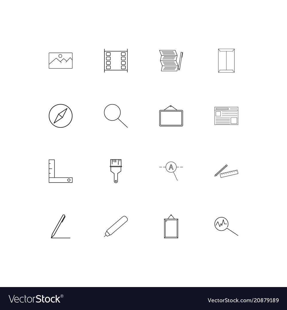 Creative process and design linear thin icons set