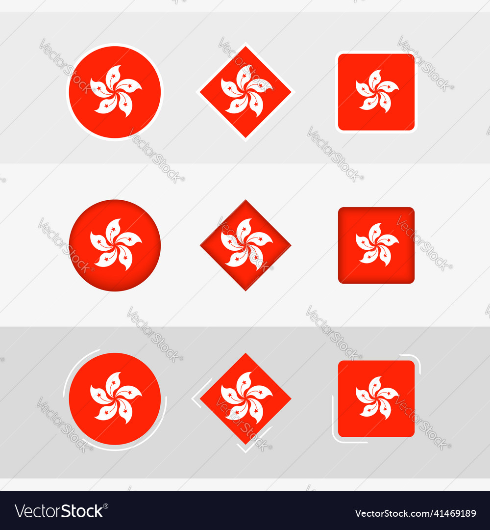 Hong kong flag icons set