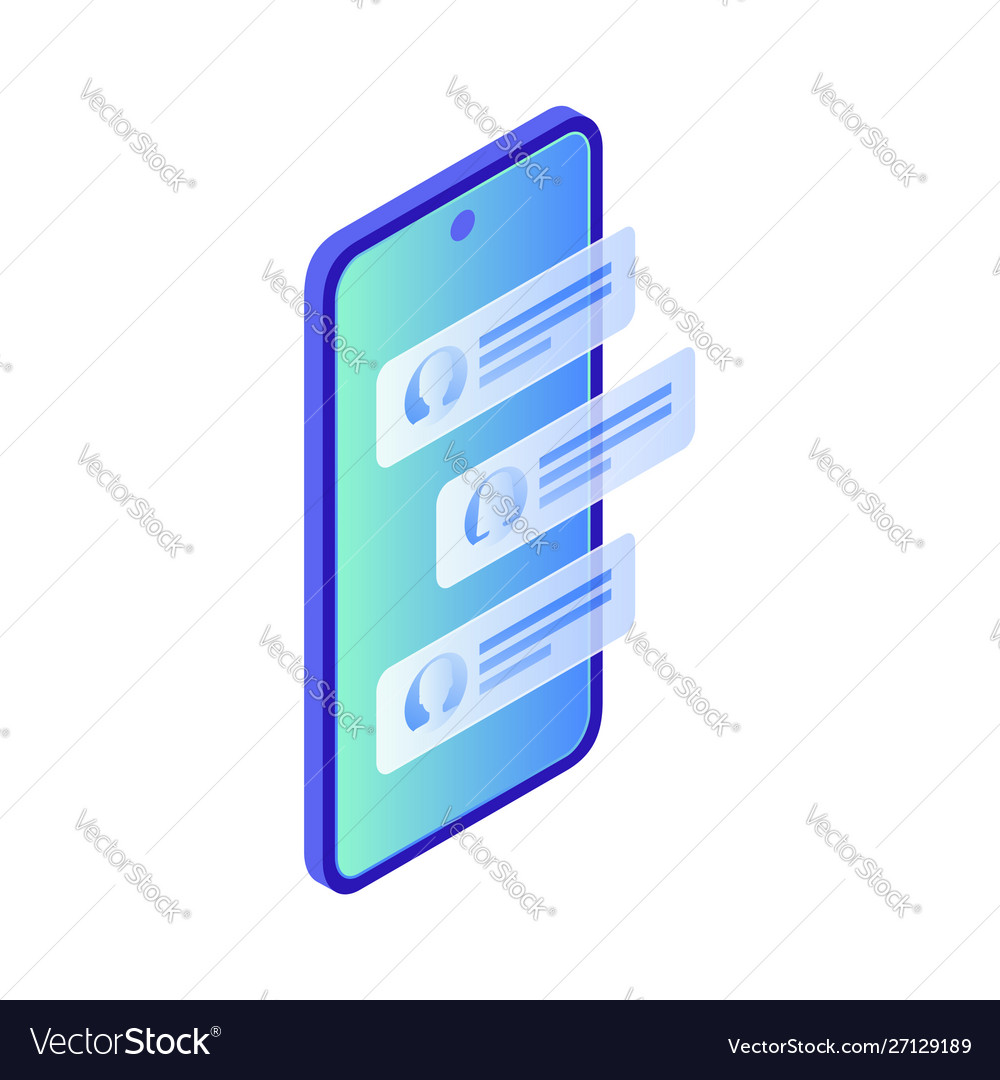 Isometric smartphone template with user profile vector image Isometric smartphone template with user profile