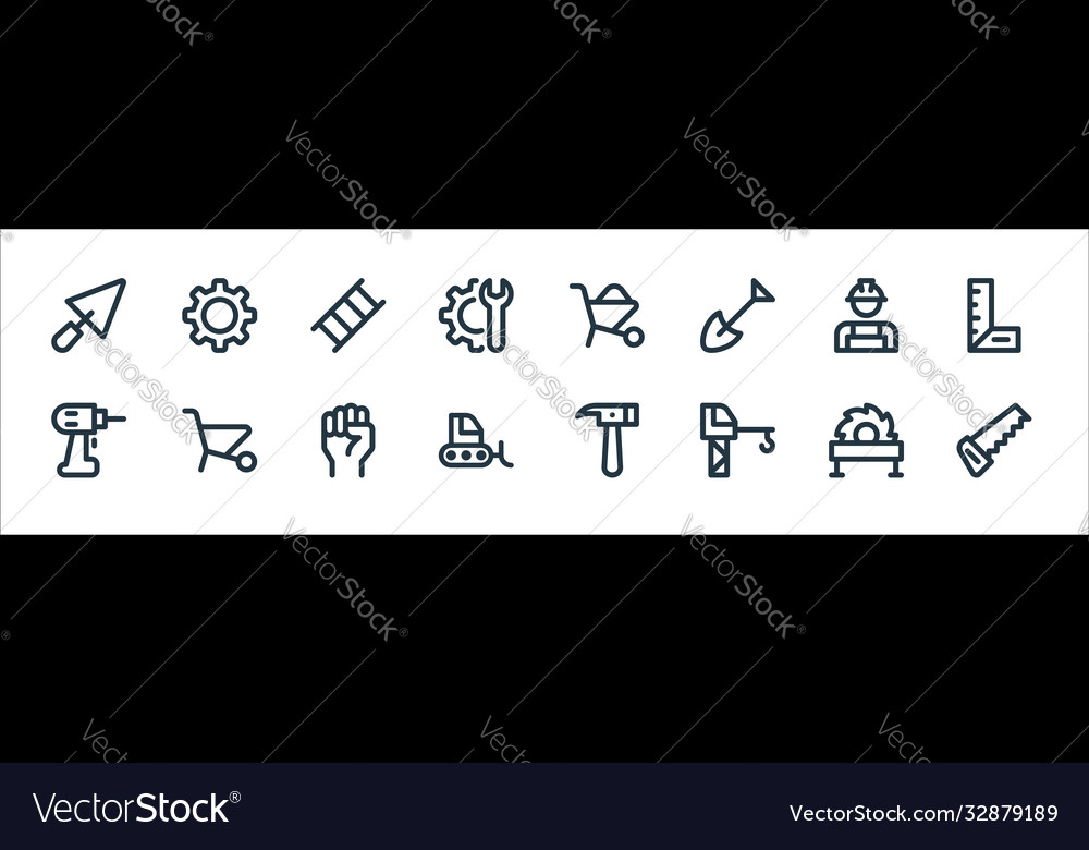 Labour day line icons linear set quality vector image Labour day line icons linear set quality