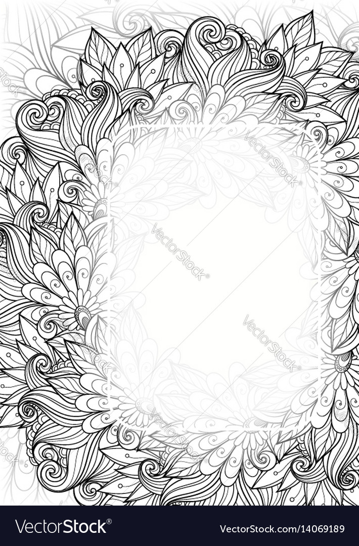 Monochrome floral template with place for text